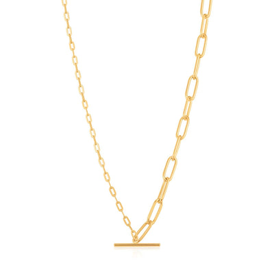 Ania Haie Mixed Link T-Bar Necklace - Gold