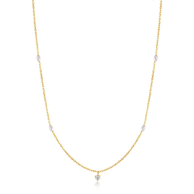 Ania Haie 14kt Gold Pearl and White Sapphire Necklace