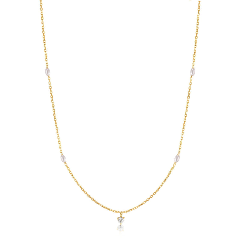 Ania Haie 14kt Gold Pearl and White Sapphire Necklace