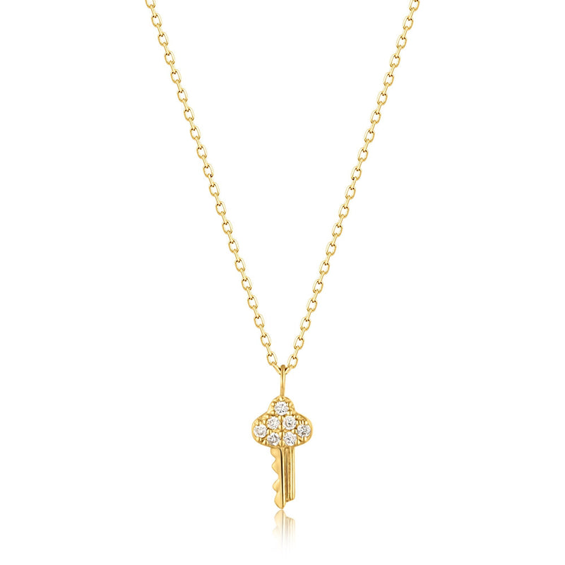 Ania Haie 14kt Gold Natural Diamond Key Necklace