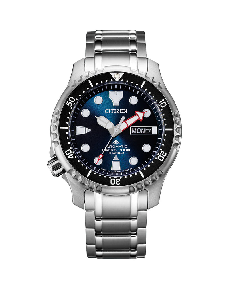 【稼働/新品電池】CITIZEN ALTIMETER TITANIUM 腕時計 Zenshin Mechanical Blue Dial Super Titanium Bracelet NJ0180