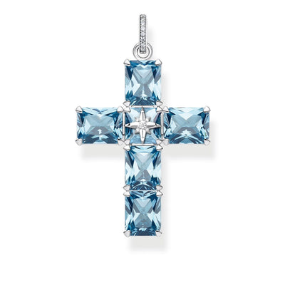 Thomas Sabo Pendant Cross Large Blue Stones With Star