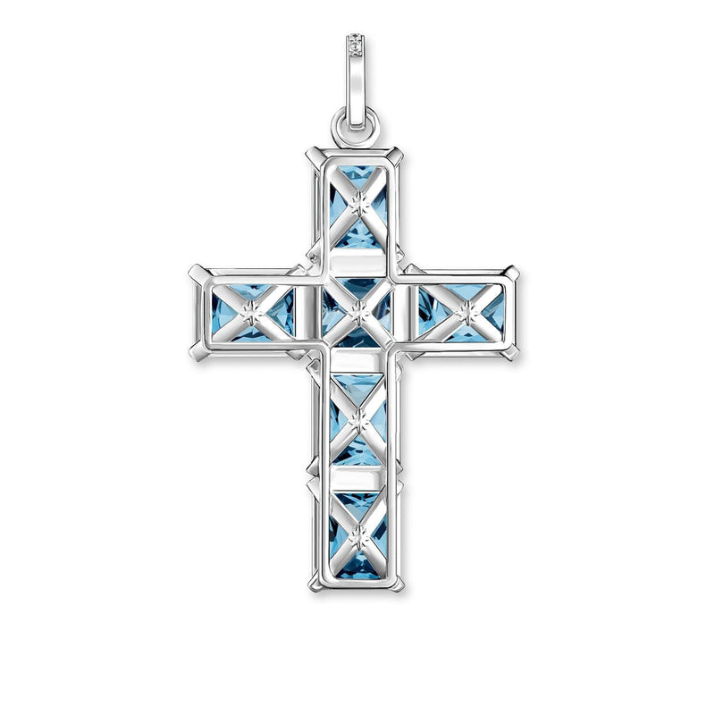 Thomas Sabo Pendant Cross Large Blue Stones With Star