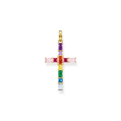 THOMAS SABO Pendant cross colourful stones gold