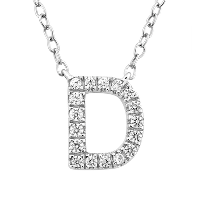 Initial 'D' Necklace with 0.09ct Diamonds in 9K White Gold