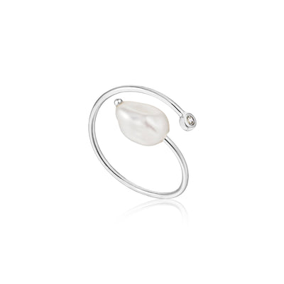 Ania Haie Pearl Twist Ring Silver