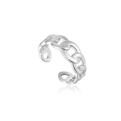 Ania Haie Curb Chain Adjustable Ring - Silver