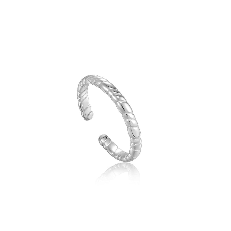 Ania Haie Silver Smooth Twist Thin Band Ring