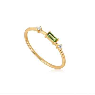 Ania Haie Luxury 14kt Gold Ring Adorned with Tourmaline and White Sapphires