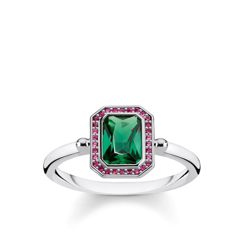 Thomas Sabo Ring Red & Green Stones, Silver