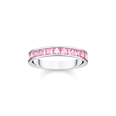 THOMAS SABO Heritage Pink Pave Silver Band Ring