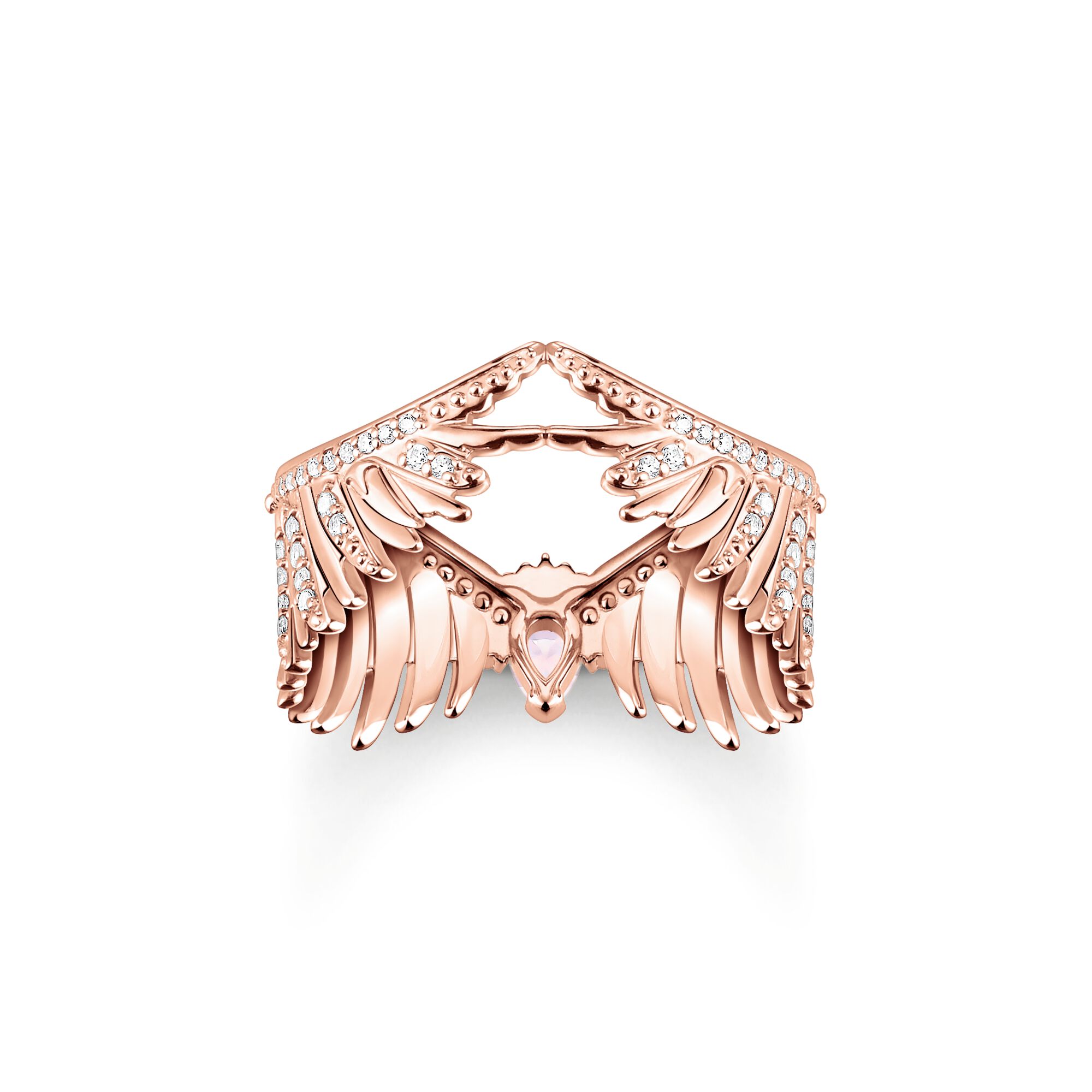 THOMAS SABO Ring phoenix wing with pink stones rose gold