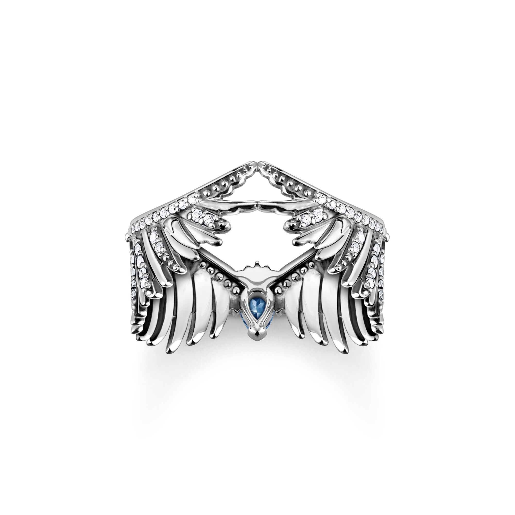 THOMAS SABO Ring phoenix wing with blue stones silver