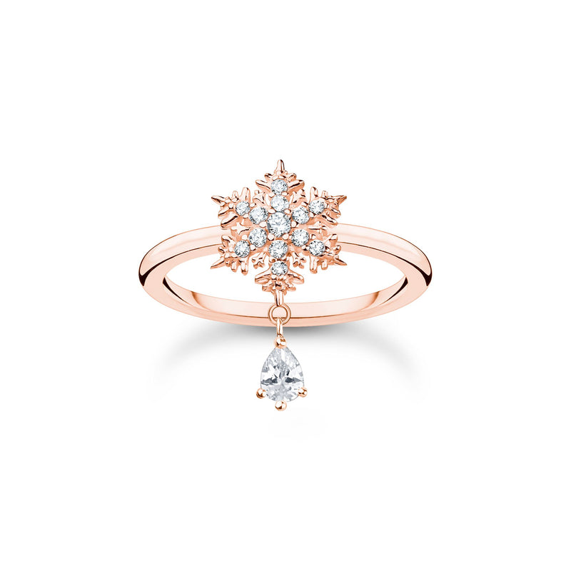 THOMAS SABO Ring snowflake with white stones rose gold