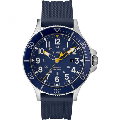 Timex Allied Analog Blue Dial Blue Rubber Band Mens Watch (Tw2R60700)