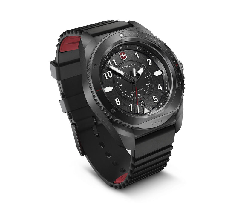 Rugged smartwatch with a black band and circular display.