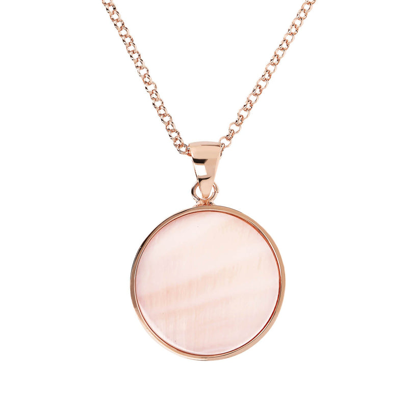 Bronzallure Medium Stone Disc Pendant Necklace