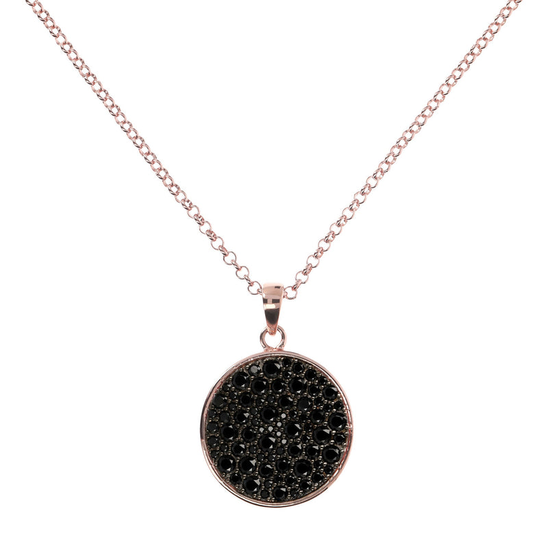 Bronzallure Pave Disc Necklace