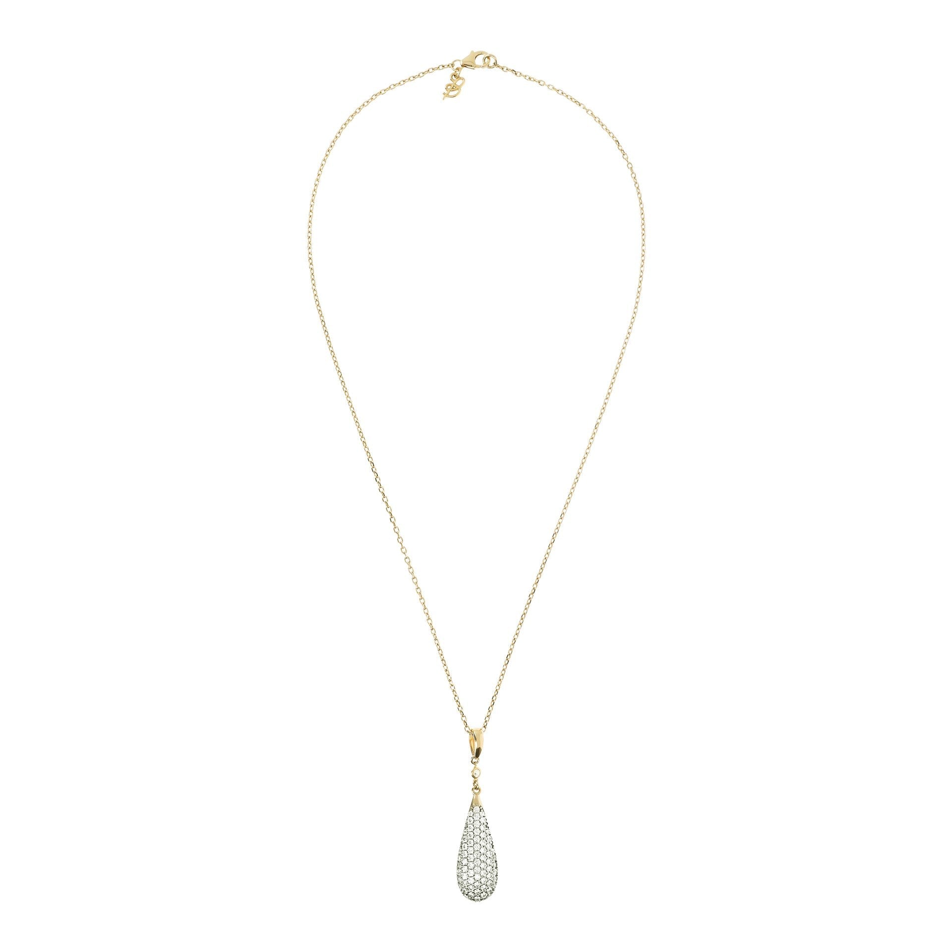 Bronzallure Pave Drop Golden Pendant Necklace