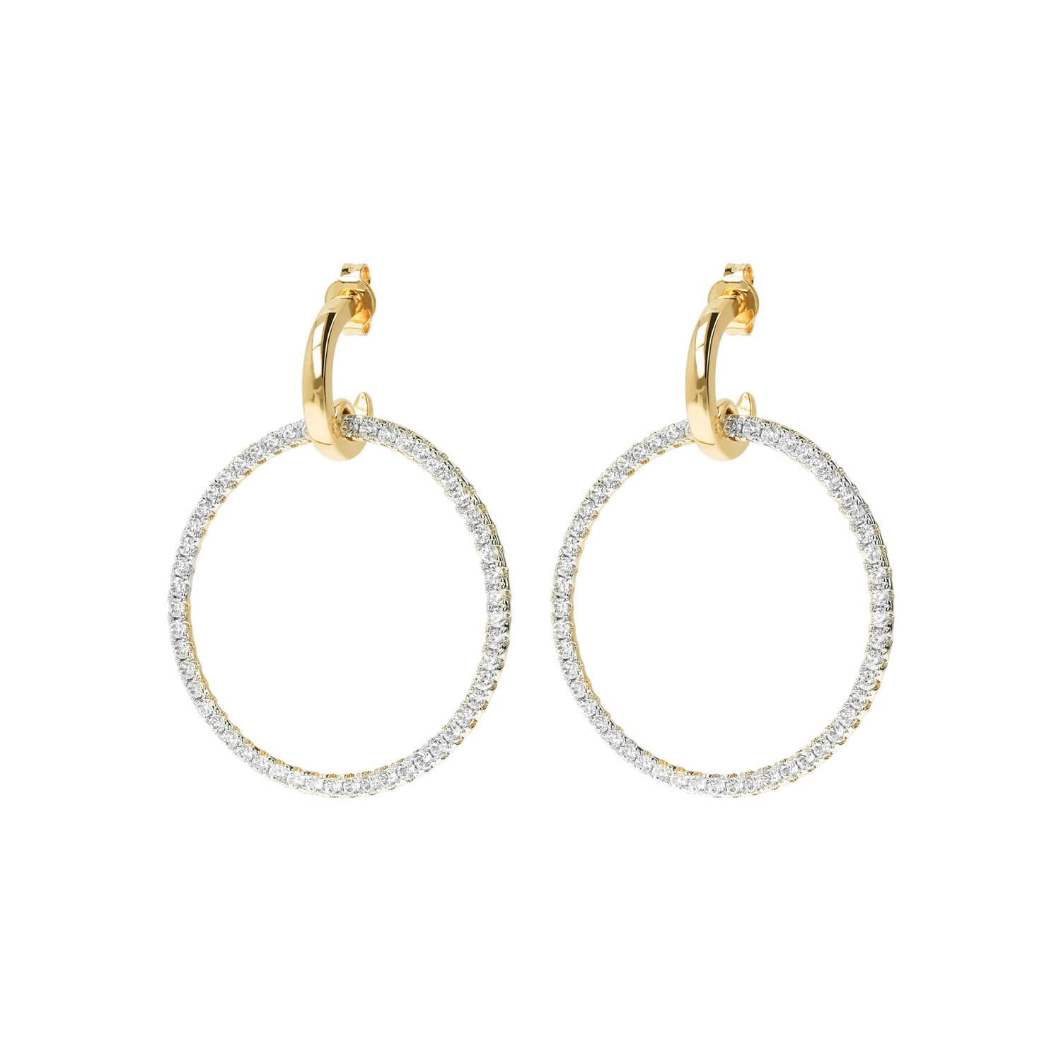 Bronzallure Golden Cubic Zirconia Large Circle Drop Earrings