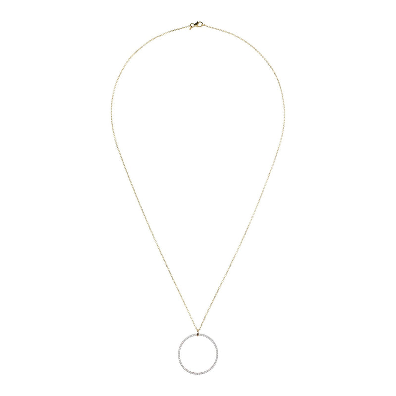 Bronzallure Pave Open Circle Pendant Golden Necklace