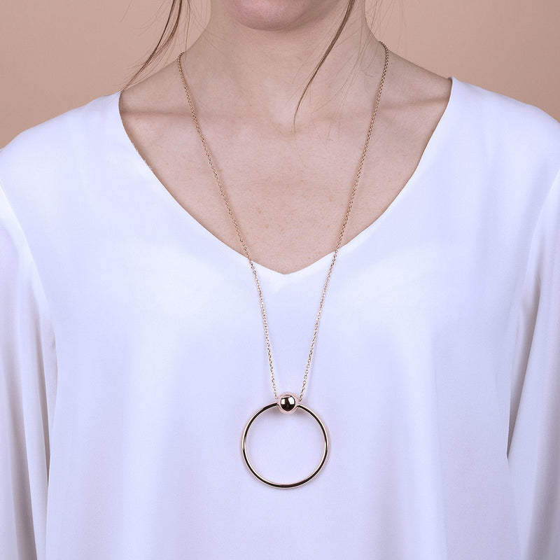 Bronzallure Circle Necklace with Ball Golden Ros&egrave;