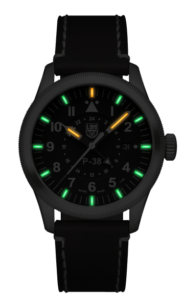 Luminox P–38 Lightning Pilot Brown Leather Strap Men's Watch XA.9521