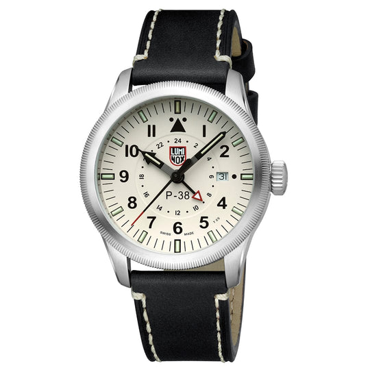 Luminox P–38 Lightning Pilot Black Leather Strap Men's Watch XA.9527