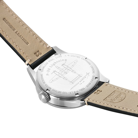 Luminox P–38 Lightning Pilot Black Leather Strap Men's Watch XA.9527