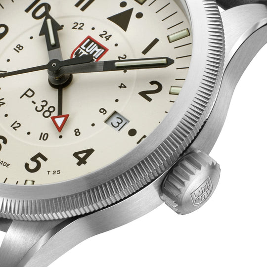 Luminox P–38 Lightning Pilot Black Leather Strap Men's Watch XA.9527