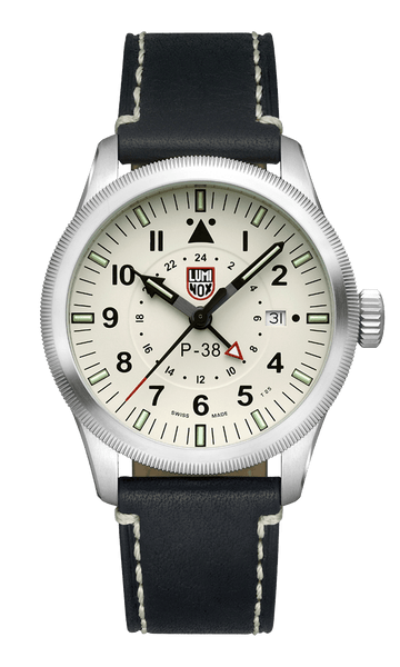 Luminox P–38 Lightning Pilot Black Leather Strap Men's Watch XA.9527