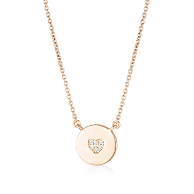 GEORGINI ROCK STAR HEART DISC ROSE GOLD PENDANT