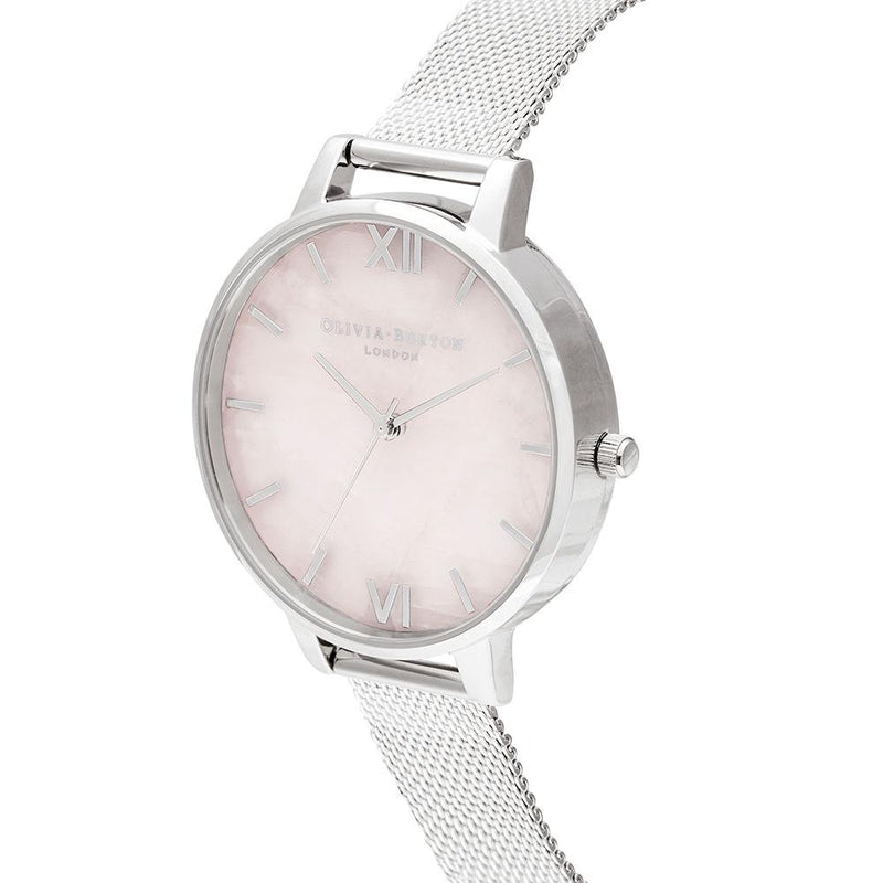 Olivia Burton Semi Precious Silver Mesh Watch - Silver