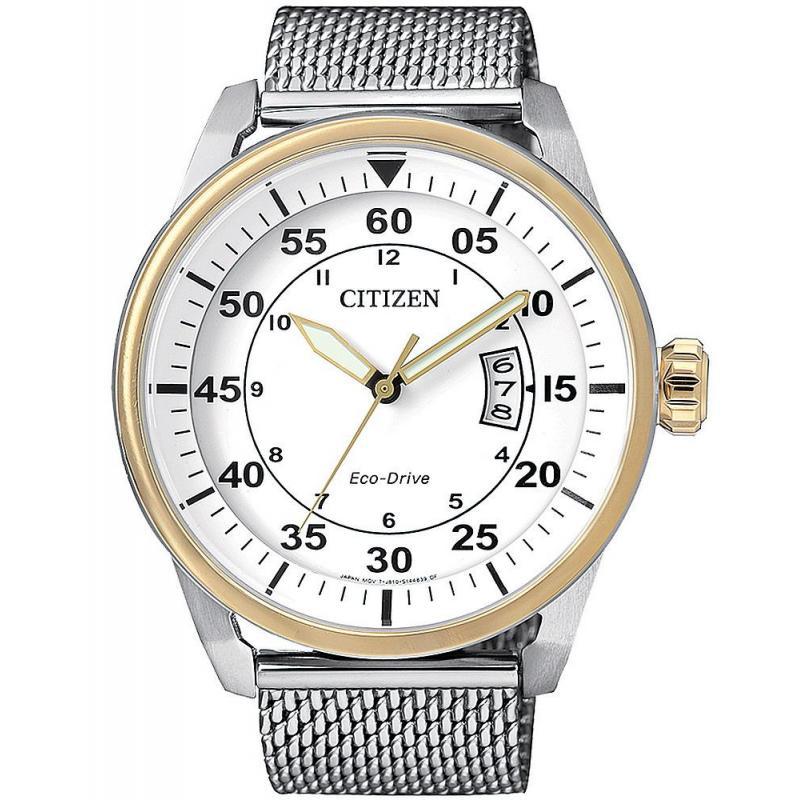 Citizen Aviator Eco-Drive Mesh Band Aw1364-54A Mens Watch
