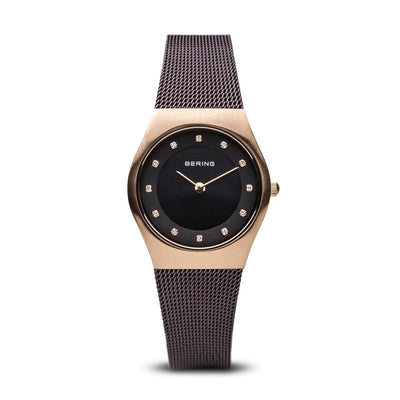 Bering Classic Brushed Gold Brown Mesh Watch