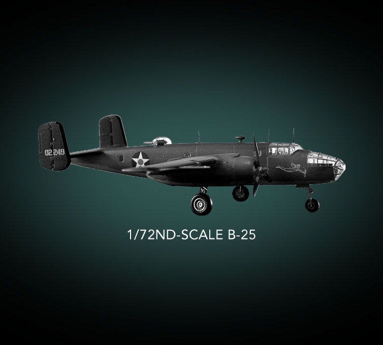 Scale model of a B-25 Mitchell bomber aircraft.