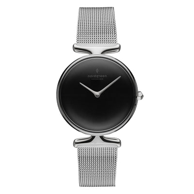 Nordgreen Unika Silver Mesh Black Dial 32mm Watch