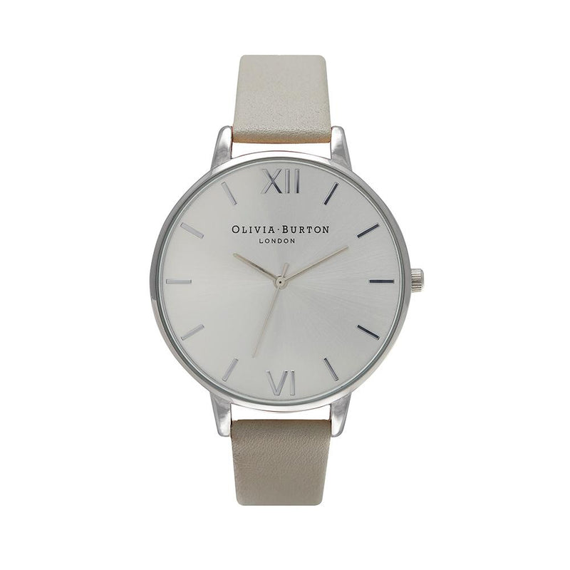 Olivia Burton Big Dial Silver Case Grey Watch - Grey