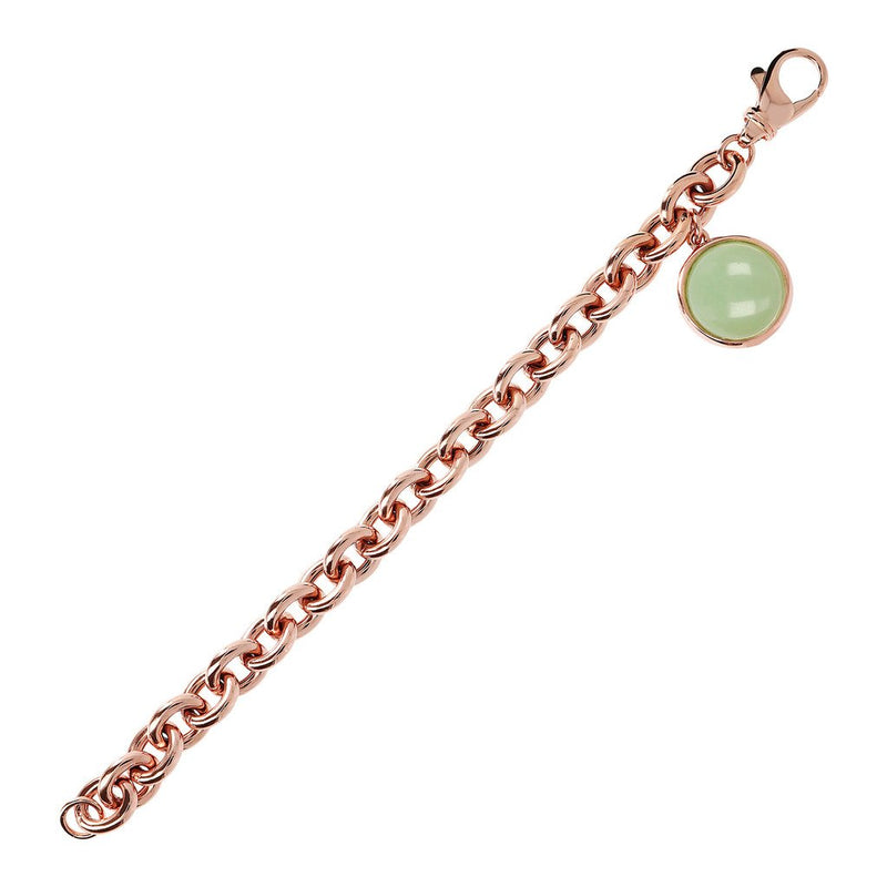 Bronzallure Cabochon Cut Genuine Gemstone Chain Bracelet