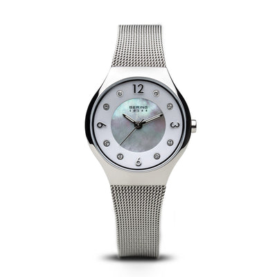 Bering Solar Polished Silver Mesh Watch