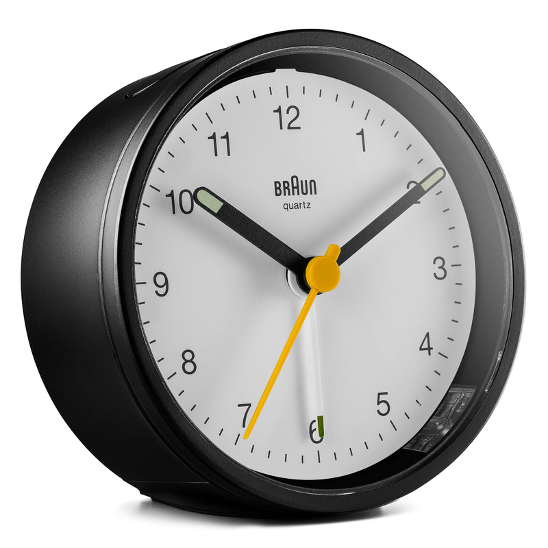 Braun Classic Analogue Alarm Clock Black and White BC12BW