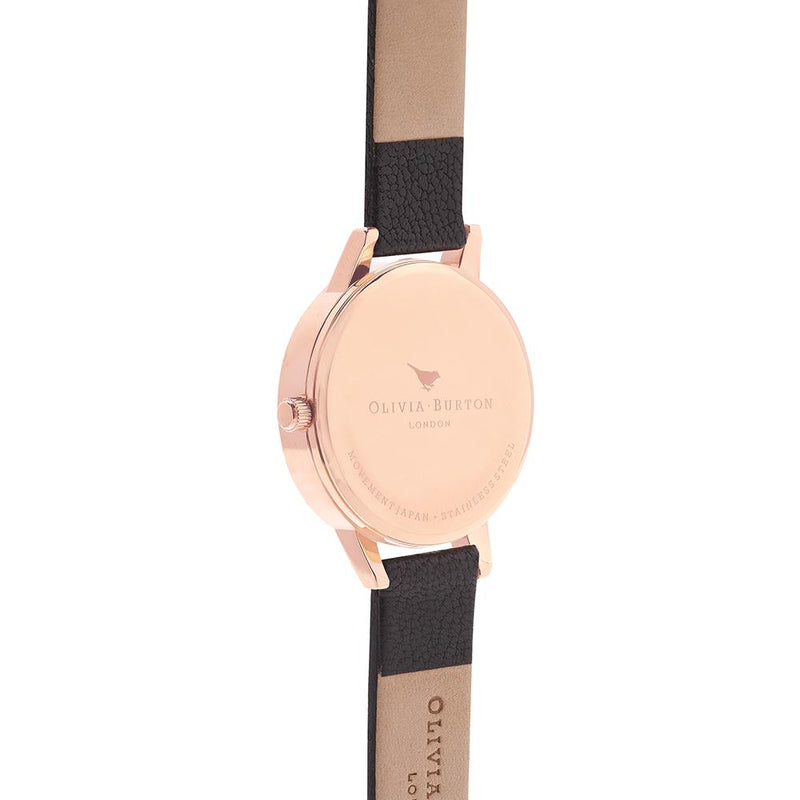 Olivia Burton Black Sunray Rose Gold Watch - Rose Gold