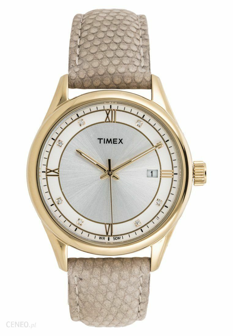 Timex Classic T2P556 Beige Leather Quartz Womens Watch