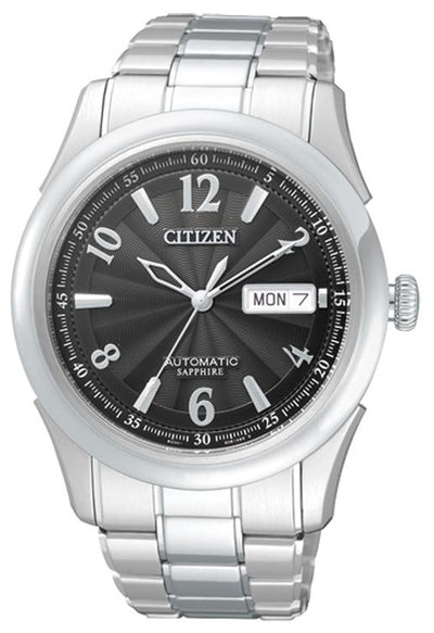 Citizen Automatic Black Dial Day Date Stainless Steel Mens Watch