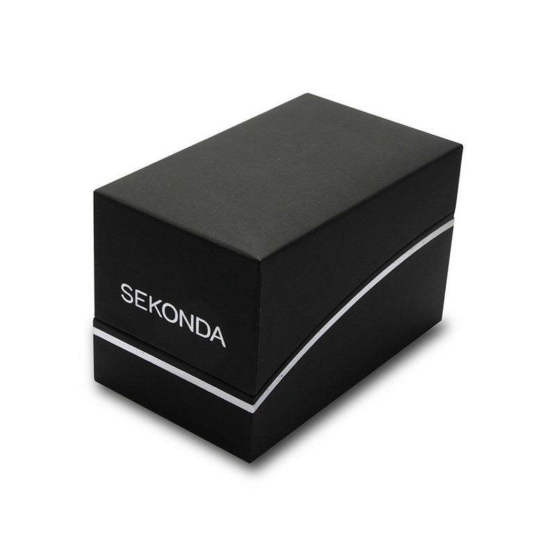 Sekonda Black Leather Band Champagne Dial Mens Watch