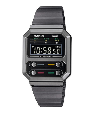 Casio Vintage Revival F100 All Black Dual Time Digital A100WEGG-1A