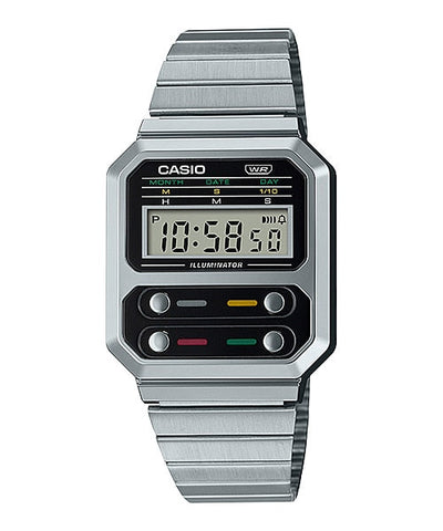 Casio Vintage Revival F100 Dual Time Alarm Digital A100WE-1A