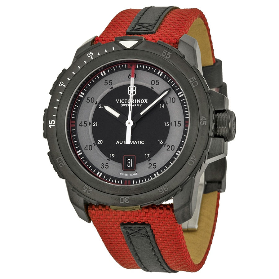 Victorinox Swiss Army Alpnach Mechanical Automatic Grey And Silver Dial Red Nylon Mens Watch